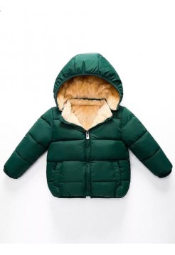 Зелена зимова курточка з капюшоном дитяча